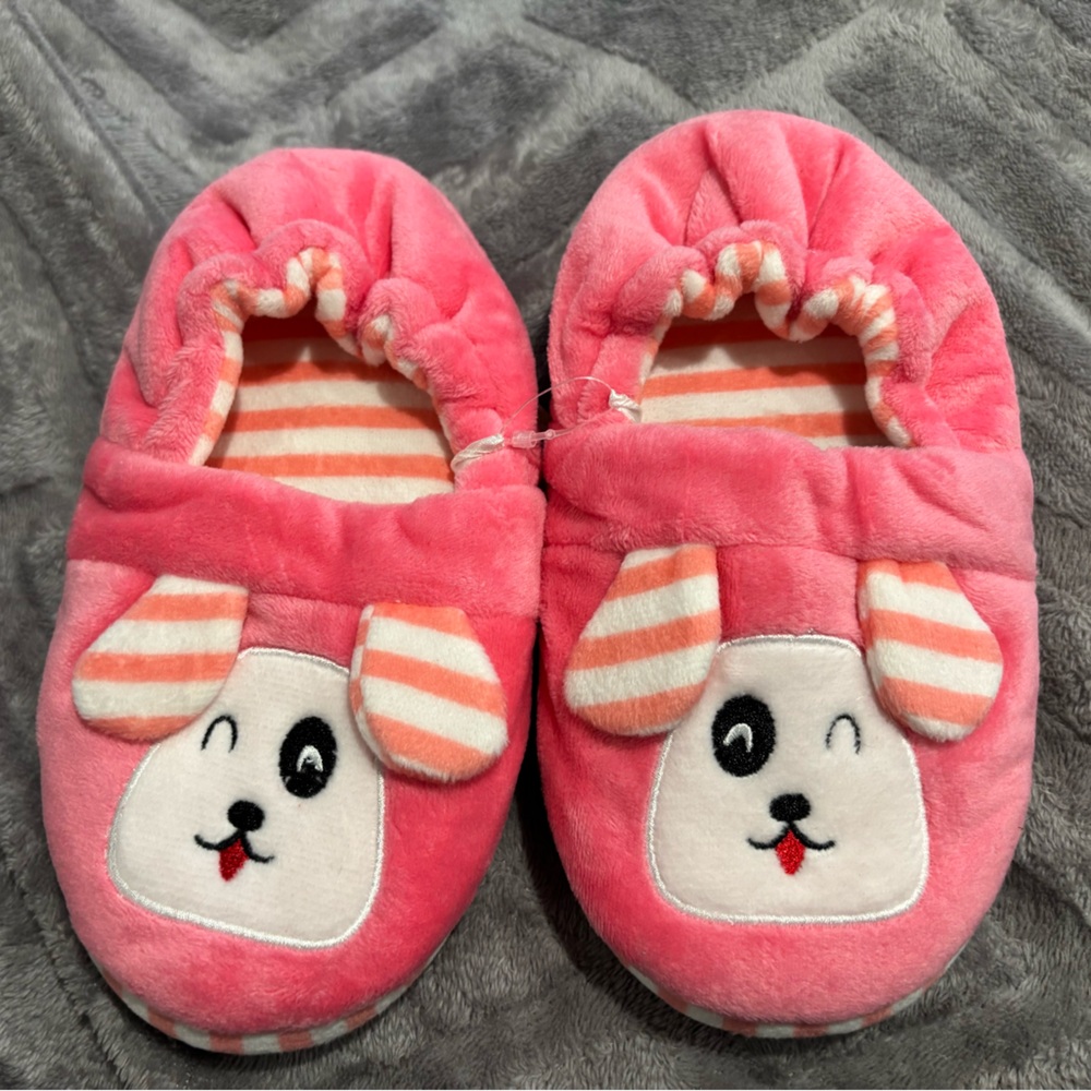 Baby Girls' House Slippers with Non-Slip Rubber:size 11-12